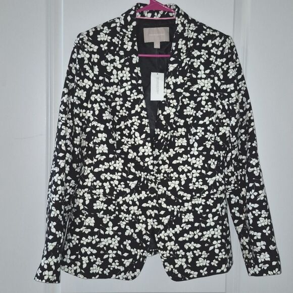 Banana Republic Floral black and white blazer Size 8 NWT - Picture 1 of 11